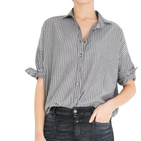 A SHIRT THING $275 Davis Bar Button up shirt Gray Stripe Size Small - Picture 1 of 7